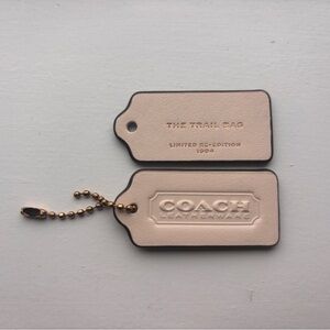 Coach Cream Leather Bag Tags with Gold Chain for The Trail Bag